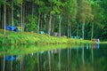 Camping at Pang Ung. Beautiful forest lake in the morning. Mae Hon province.