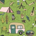 Camping pattern Royalty Free Stock Photo