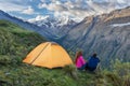 Camping in the Peruvian Andes. Salkantay Trekking. Peru.