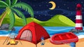 Camping or picnic at the beach night scene Royalty Free Stock Photo