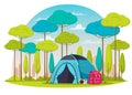 Camping Place Cartoon Composition