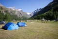 Camping in Pont - Valsavaranche Royalty Free Stock Photo