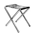 Camping portable chair realistic sketch. Picnic folding chair in hand drawn style, isolated on white background