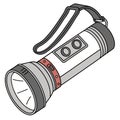Camping portable flashlight isolated over white transparent background Royalty Free Stock Photo