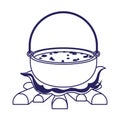 Camping pot over bonfire icon, flat design Royalty Free Stock Photo