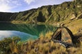 Camping at Quilotoa crater lake in the andes mountains of Ecuador