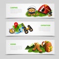 Camping Realistic Banner Set Royalty Free Stock Photo