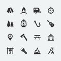 Camping related icon set Royalty Free Stock Photo