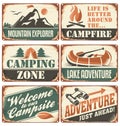 Camping retro signs collection Royalty Free Stock Photo