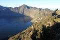 Camping right on the edge of mt Rinjani crater Royalty Free Stock Photo