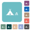 Camping rounded square flat icons Royalty Free Stock Photo