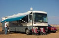 Camping on a sandy beach in the desert