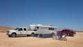 Camping on a sandy beach in the desert