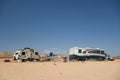 Camping on a sandy beach in the desert