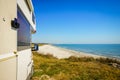 Camping by the sea with motorhome Royalty Free Stock Photo