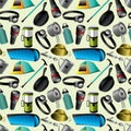 Camping seamless pattern