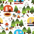 Camping seamless vector pattern background