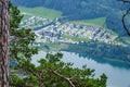 Camping Seeblick - Toni and Reintalersee lake in Austria - view from the via ferrata route called Klettersteig Reintalersee Royalty Free Stock Photo