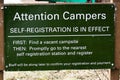 Camping self registration instructions sign Royalty Free Stock Photo
