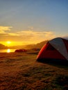 Camping at Sermo Reservoir Royalty Free Stock Photo