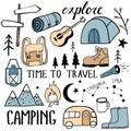 Camping set. Travel kit collection