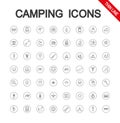 Camping set. Icon. Vector. Editable Thin line Royalty Free Stock Photo