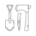 Camping Shovel, Axe and Knife Vector Icons Royalty Free Stock Photo