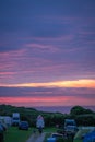 Camping site at dusk in Cornwall Royalty Free Stock Photo