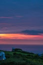 Camping site at dusk in Cornwall Royalty Free Stock Photo