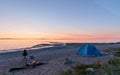 Camping at IÃÅ½le Nue de Mingan, Quebec, Canada Royalty Free Stock Photo