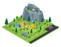 Camping site - modern vector colorful isometric illustration