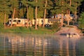 Camping site at waterfront Royalty Free Stock Photo