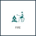 camping  sitting by the fire to fry marshmallows vector icon  marshmallows simple icon Royalty Free Stock Photo