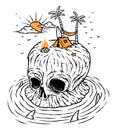 Camping on skull island illustration