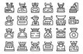 Camping stove icons set outline vector. Fuel energy