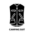 camping suit icon, black vector sign with editable strokes, concept illustration Royalty Free Stock Photo