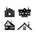 Camping symbols. The log house and cottage and hotel