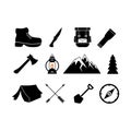 Camping symbols. Set of camp icons.