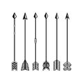 Camping symbols. Set of hand drawn arrows