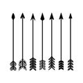 Camping symbols. Set of hand drawn arrows