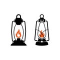 Camping symbols. Set of Oil lamps.