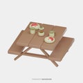 Camping Table 3D Icon Illustration Rendering Transparent Background