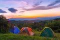 Camping tent in campground at national park with sunrise Royalty Free Stock Photo