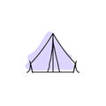 Camping tent with color shadow vector icon in camp set Royalty Free Stock Photo