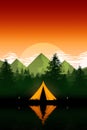 Camping tent in the evening mountains nature Royalty Free Stock Photo