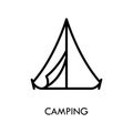Camping tent flat line icon. Sport and tourism simple vector illustration. Outline sign for mobile concept and web design, store Royalty Free Stock Photo