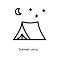 Camping tent flat line icon. Sport and tourism simple vector illustration. Outline sign for mobile concept and web design, store Royalty Free Stock Photo