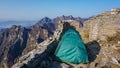 Camping tent on the Great Wall of China