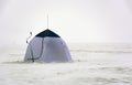 Camping tent, ice screws when ice fishing, snow, winter, sea, Gu