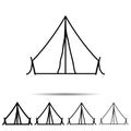 Camping tent icon in different shapes. Simple thin line, outline vector of camp icons for ui and ux, website or mobile application Royalty Free Stock Photo